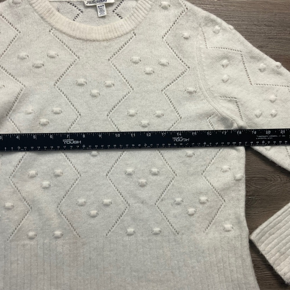 Splendid Julia Diamond Pointelle Wool Alpaca Blend Sweater Womens Medium Ivory - Picture 9 of 10